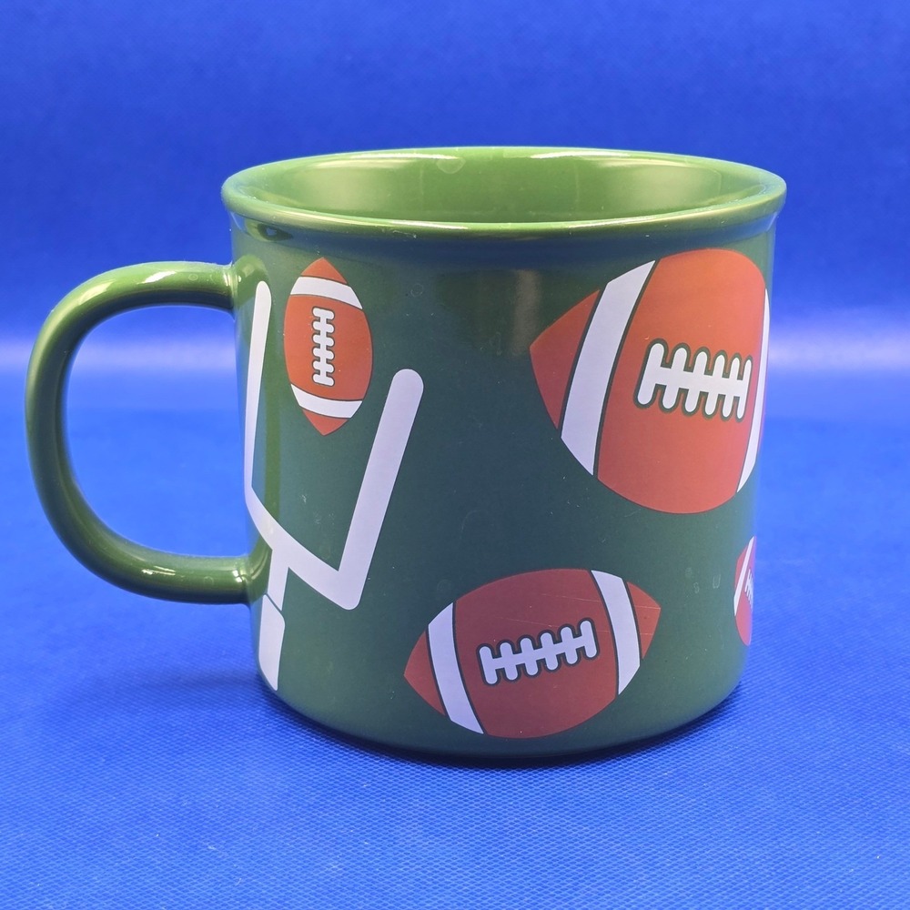 Temp-tations‎ by Tara Football Mug Green 24oz Ceramic Game Day Goalpost Cup